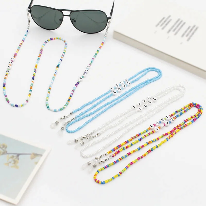 Mask Chain Holder - Soft Pottery Letter Sunglasses Lanyard para