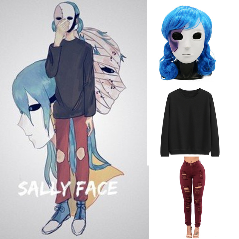 Sally Face Cosplay Costume Con - Black Face Mask Pack avaliação e preço